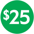 $25 icon in a green circle