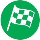 Race flag icon in a green circle
