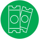 Ticket icon in green circle