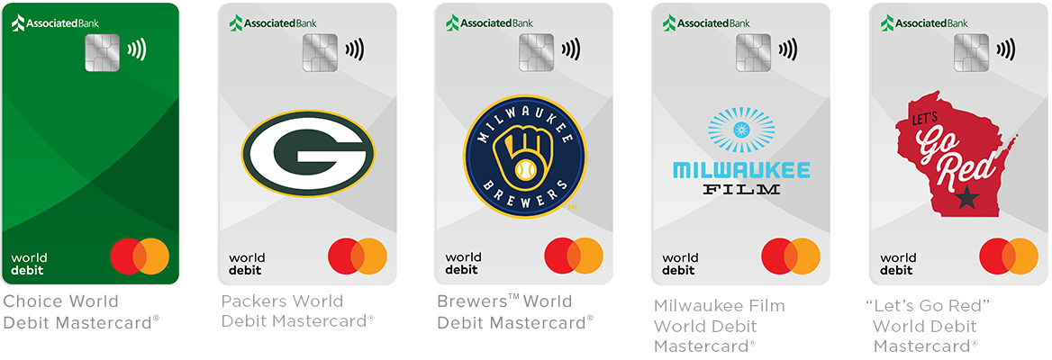 World Debit Card Options: Associated Bank, Packers, Brewers MKE Film, Lets go Red