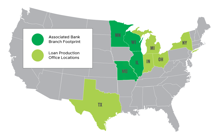 Map of states Associated Bank serves