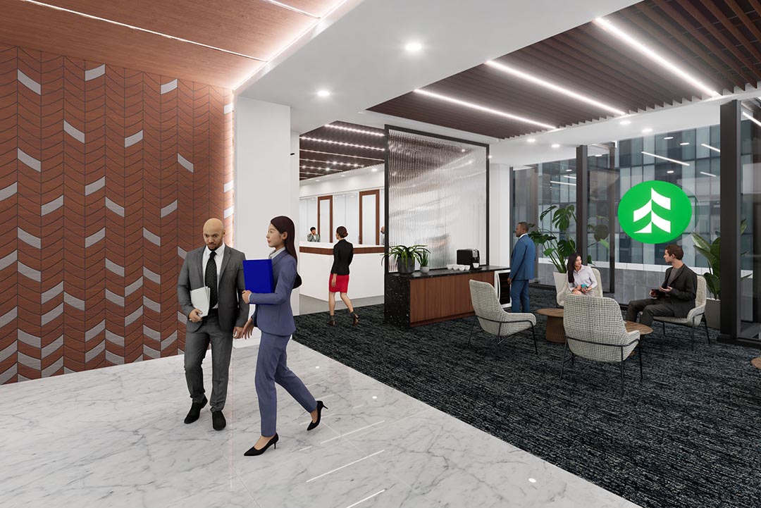 Interior render of the new IDS Associated Bank branch